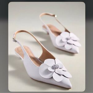 Anthropologie Maeve Floral Slingback Heels
